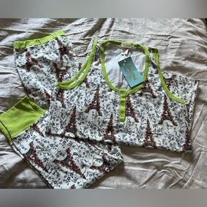 BedHead PJs Blooming Eiffel Tower Sleeveless Stretch Henley Pajama Set